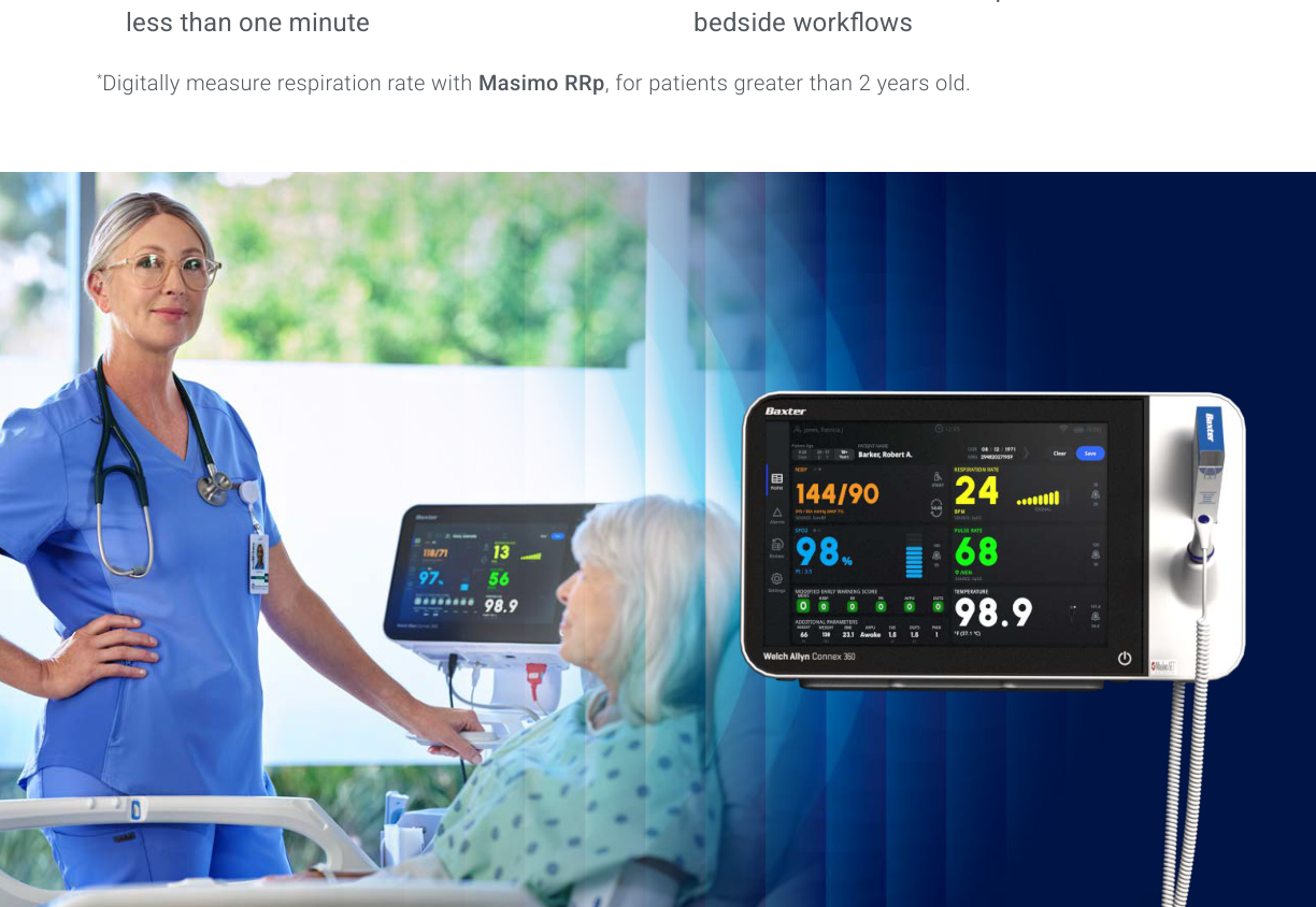 Connex 360 supporting a bedside vital signs workflow